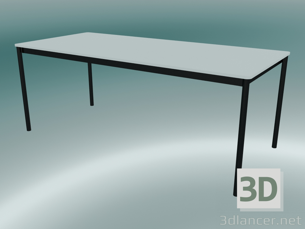 3d model Mesa rectangular Base 190x85 cm (Blanco, Negro) - vista previa