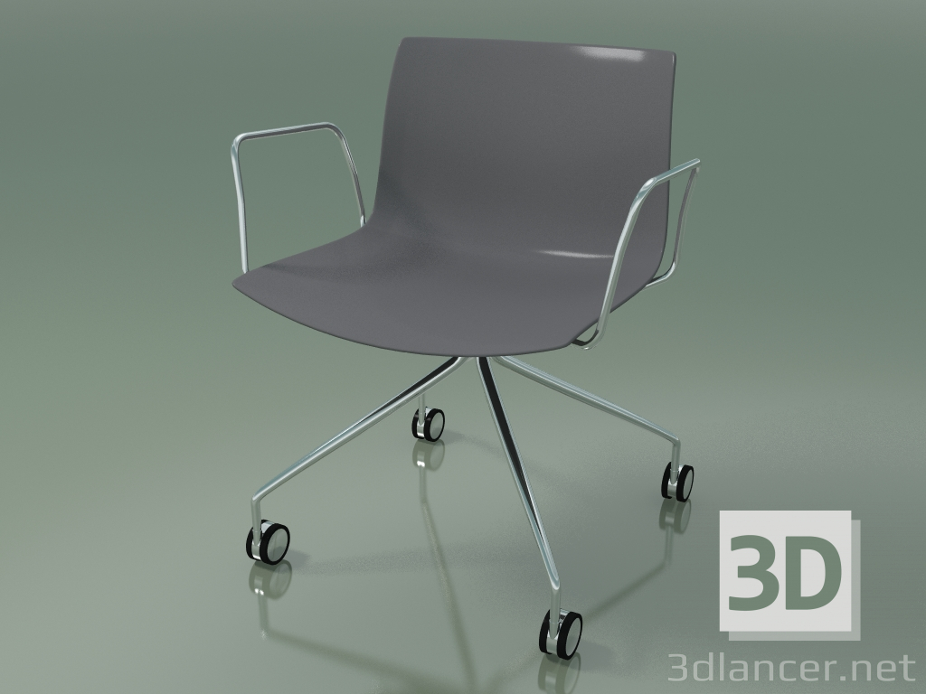 3d model Silla 0219 (4 ruedas, con reposabrazos, cromo, polipropileno PO00412) - vista previa