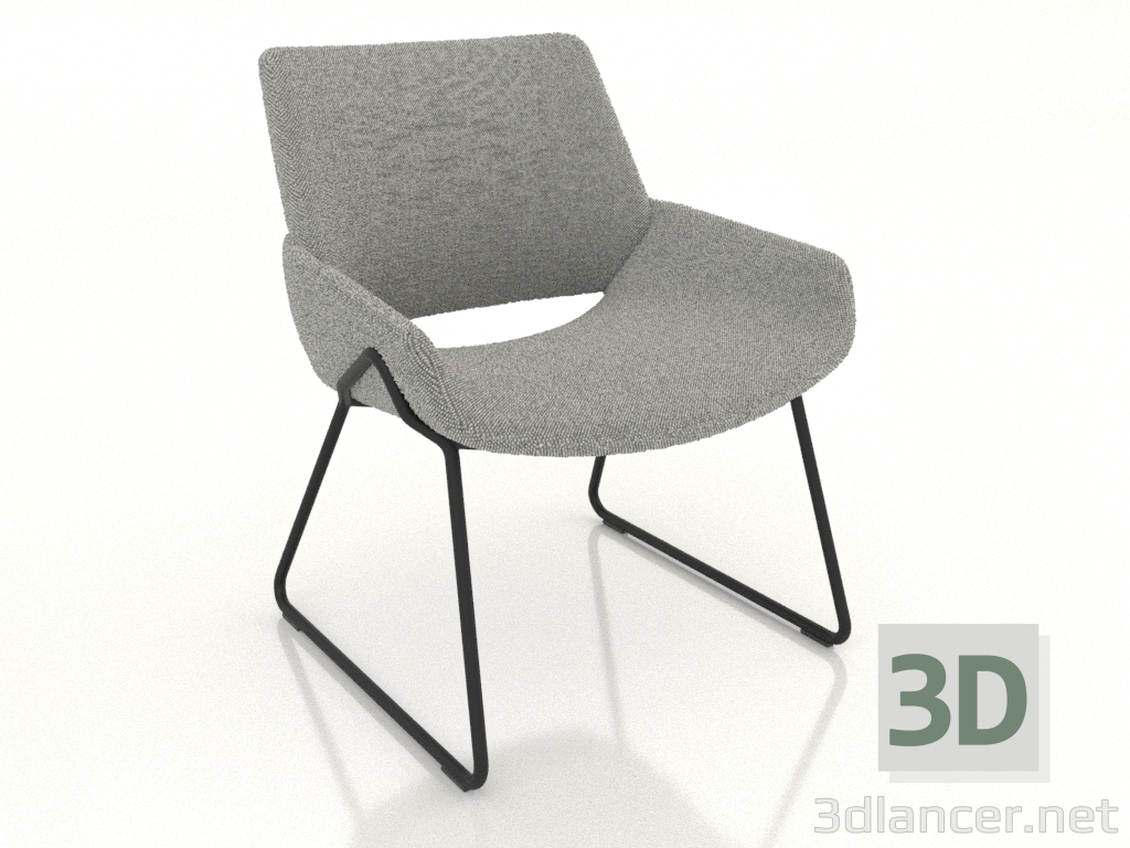 3d model Sillón sobre patines de metal. - vista previa