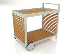 Chariot de service avec structure en aluminium en bois artificiel (gris ciment)