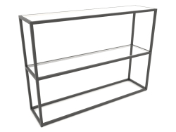 Rack-Konsole rechteckig (GLAS, 120x30x86, 2 Einlegeböden)