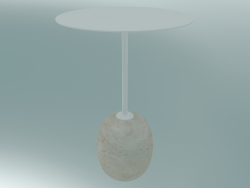 Tavolino Lato (LN8, Ø40cm, H 50cm, bianco avorio e marmo Crema Diva)