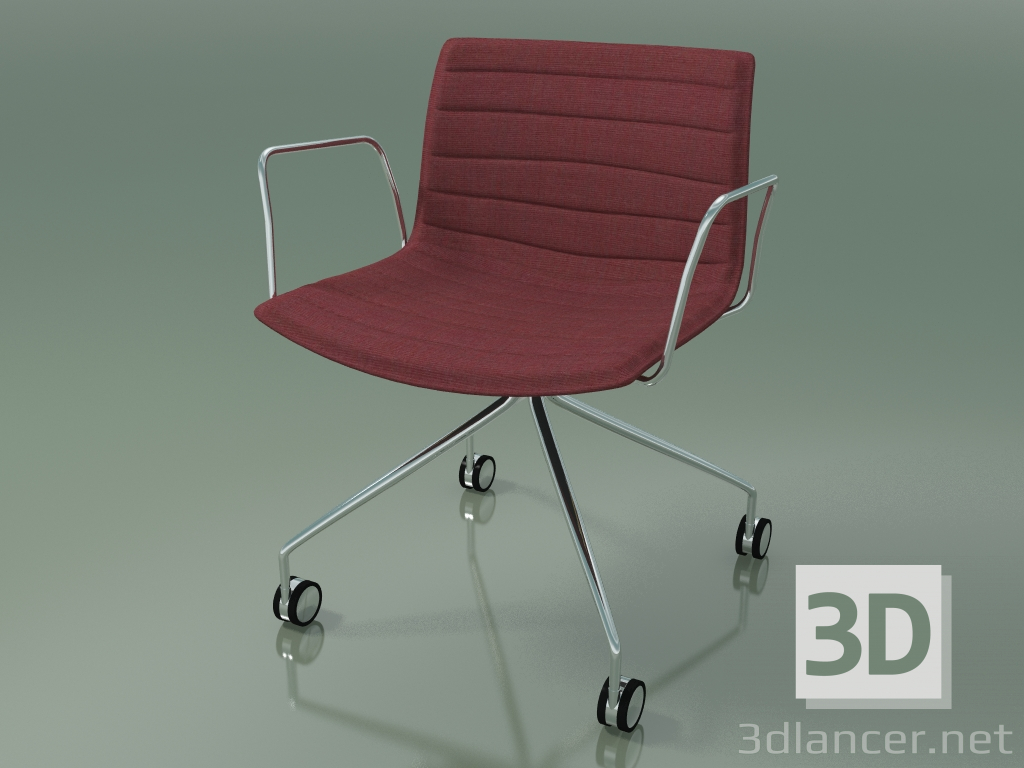 modello 3D Sedia 0221 (4 ruote, con braccioli, cromata, con rivestimento in tessuto) - anteprima