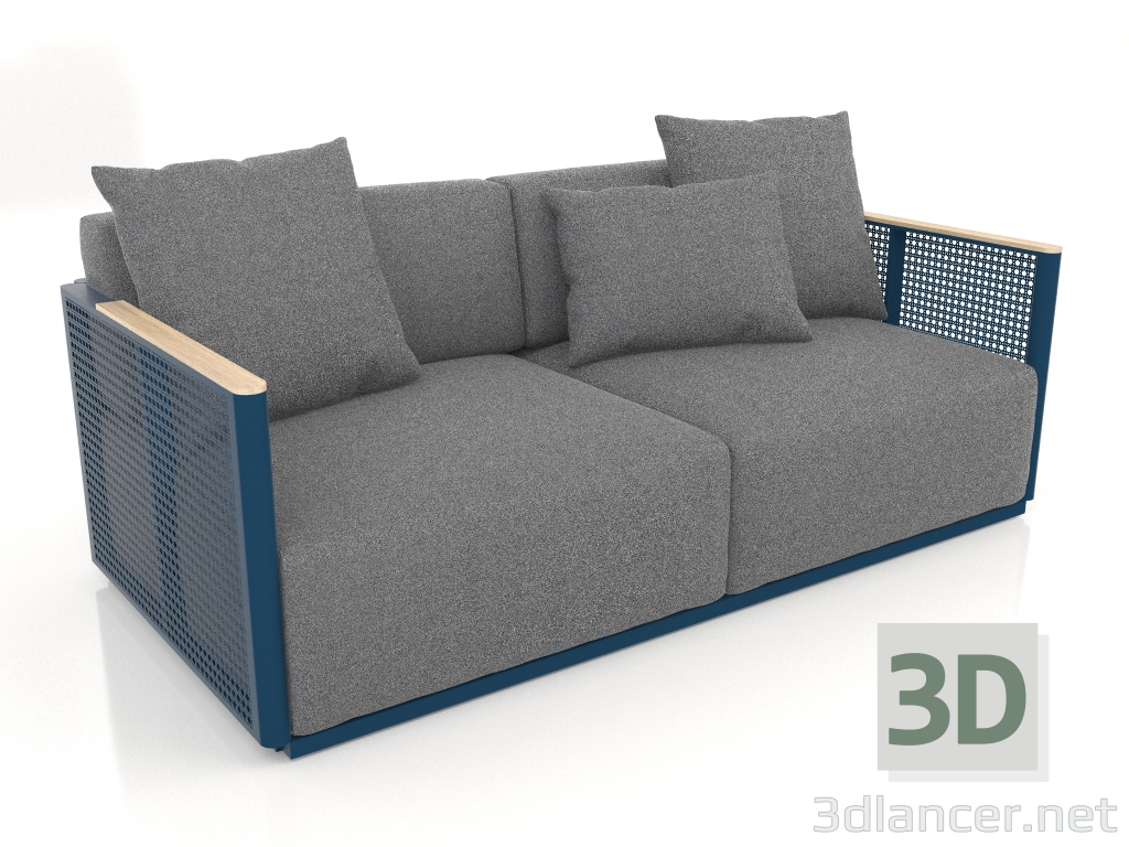 3d model 2-seater sofa (Grey blue) - preview