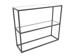 Rack-Konsole rechteckig (GLAS, 100x30x86, 2 Einlegeböden)