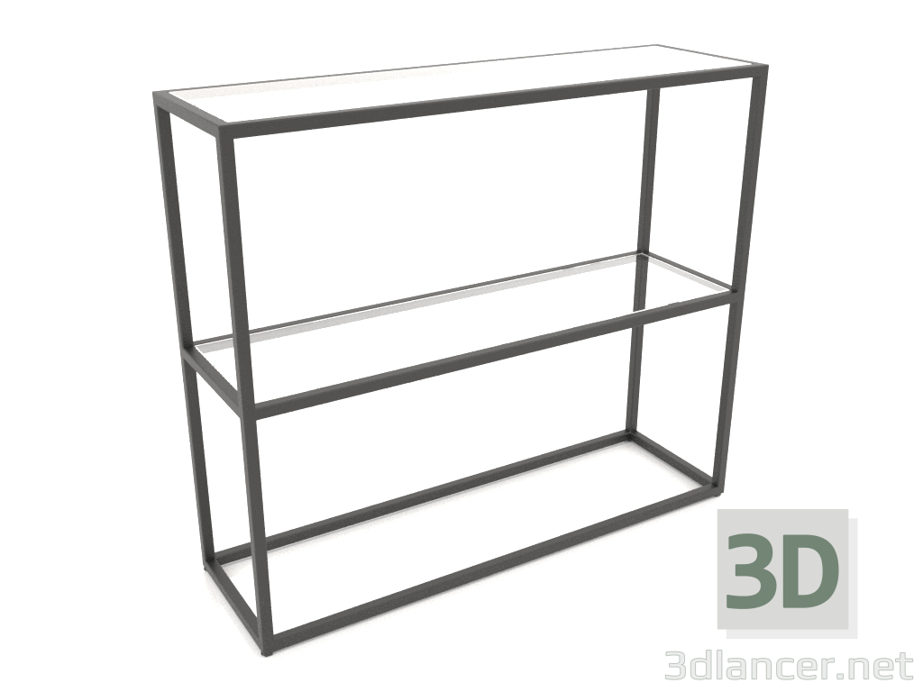 modèle 3D Rack-console rectangulaire (VERRE, 100x30x86, 2 étagères) - preview