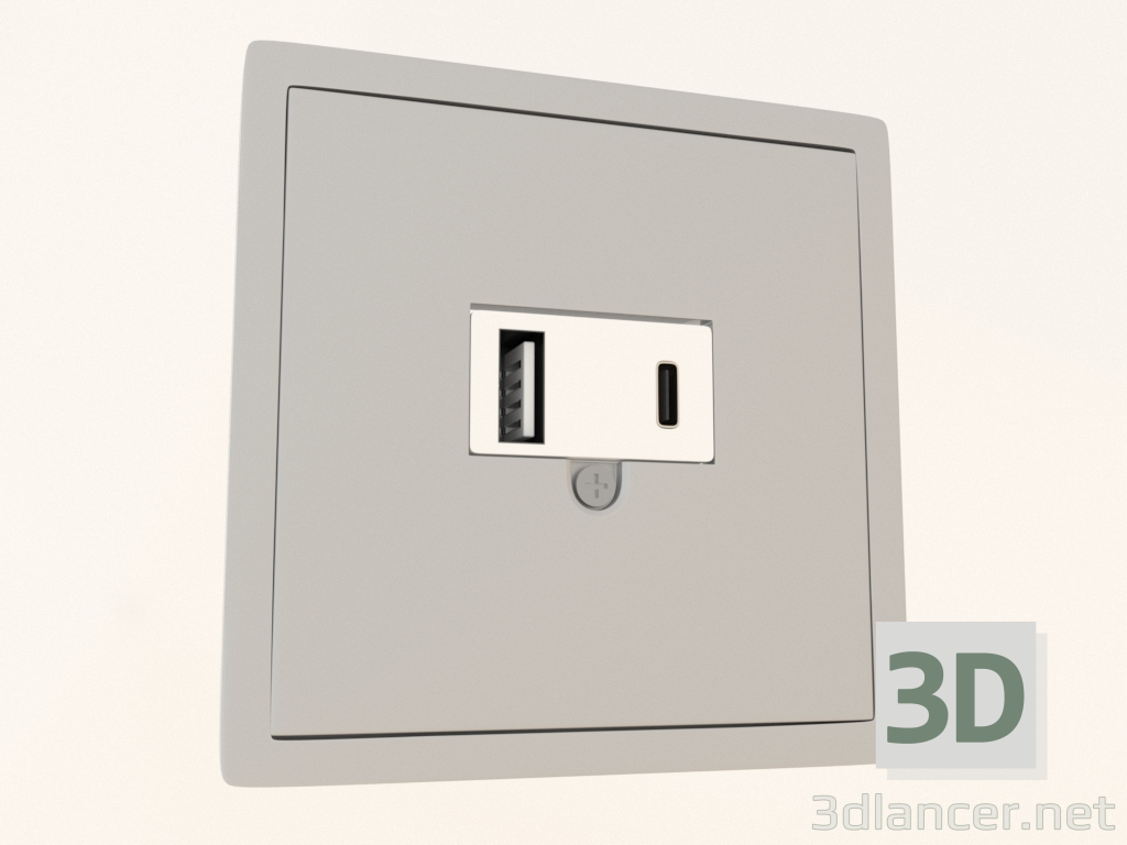 3D modeli USB şarj cihazı (3,1A tip A; C, beyaz, alüminyum, DA27626) R98 - önizleme