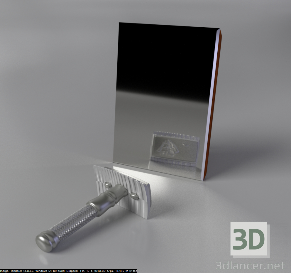 3d model The razor (metal) with a blade - preview