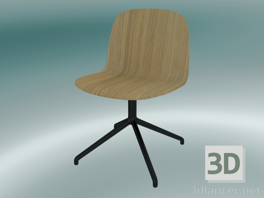 modello 3D Sedia larga, girevole Visu (Rovere, Nero) - anteprima