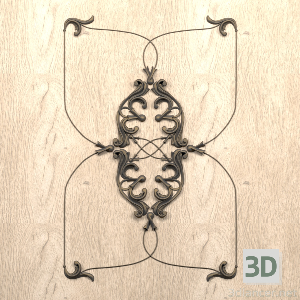 Modelo 3d A decoração é frontal - preview