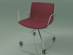 Silla 2044 (4 ruedas, con reposabrazos, cromo, con tapizado delantero, polipropileno PO00412)