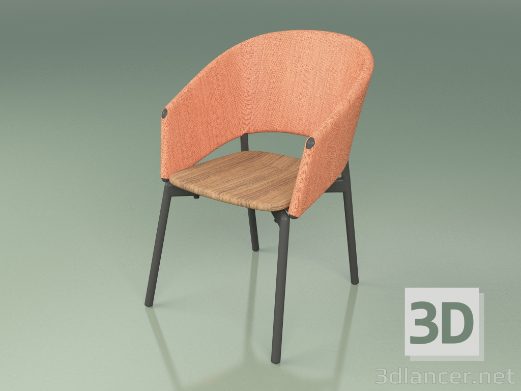 3d model Silla confort 022 (Metal Ahumado, Naranja) - vista previa