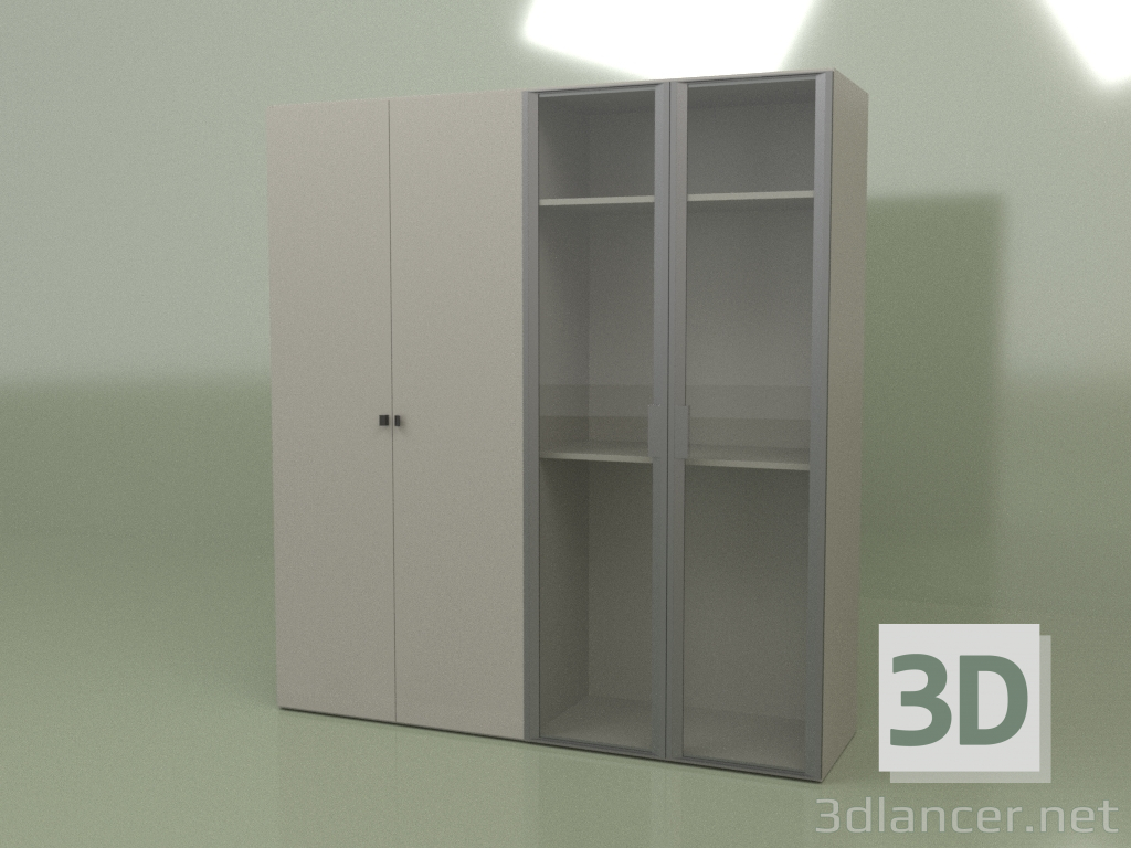 modello 3D Armadio 4 ante GL 140 C (grigio) - anteprima