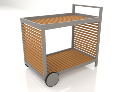 Chariot de service avec structure en aluminium en bois artificiel (gris quartz)