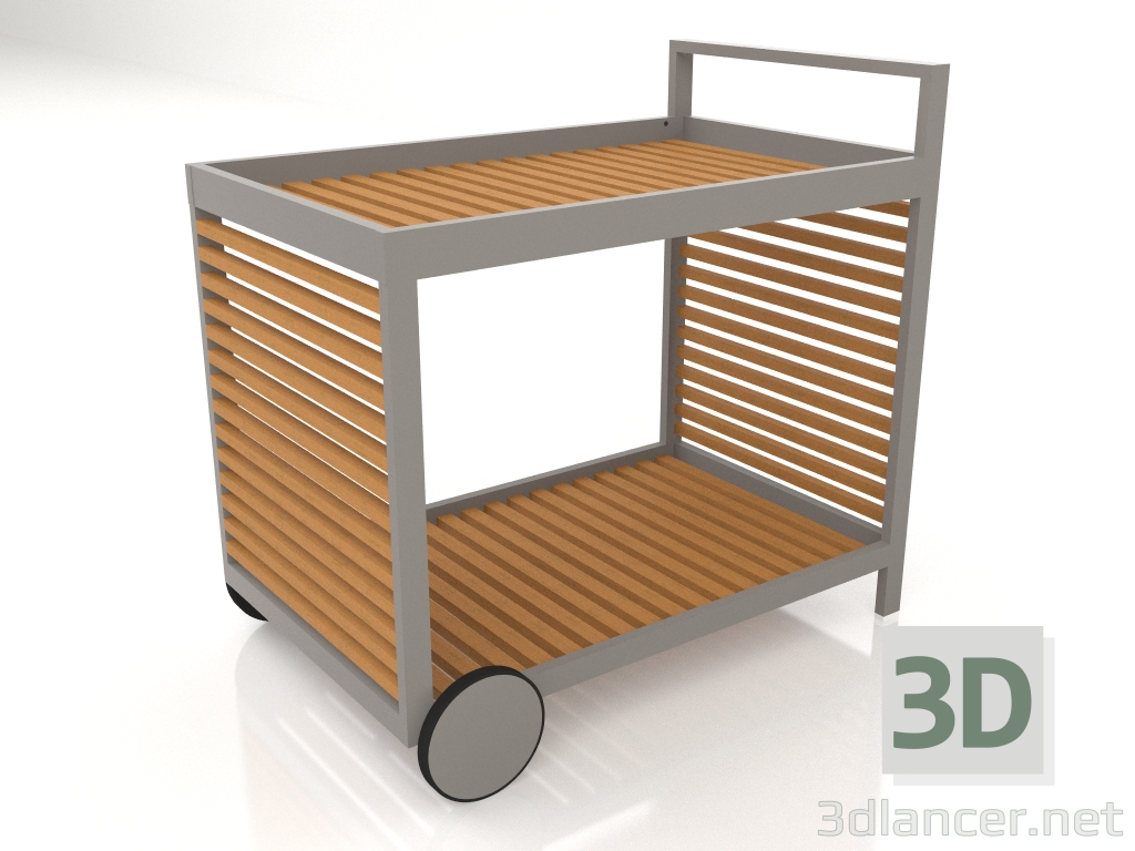 3d model Carro de servicio con estructura de aluminio de madera artificial (gris cuarzo) - vista previa