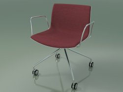 Silla 2044 (4 ruedas, con reposabrazos, cromo, con tapizado delantero, polipropileno PO00401)