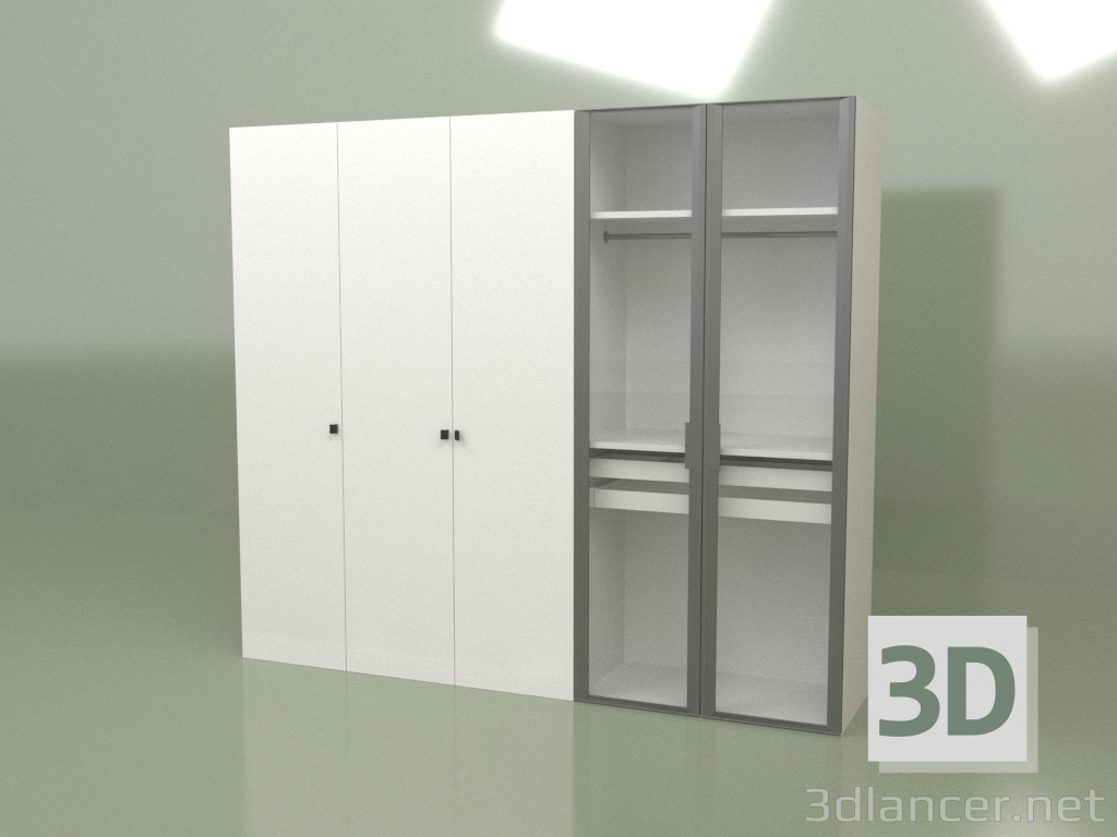 3D modeli Gardırop 5 kapaklı GL 150 C (Beyaz) - önizleme