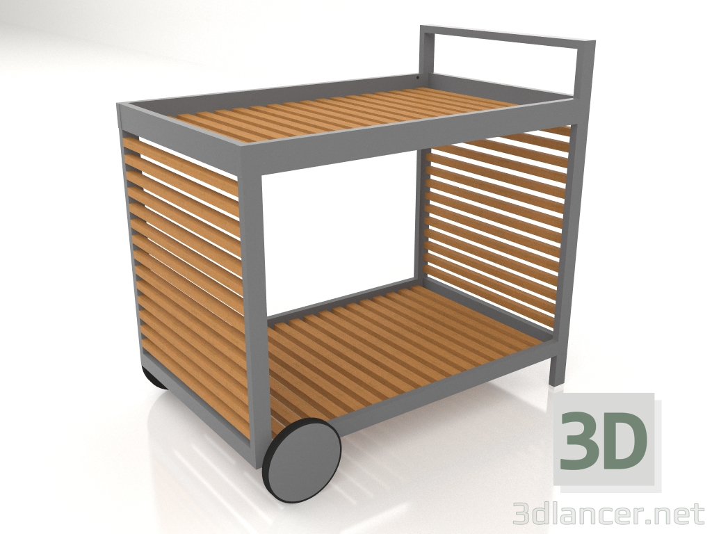 3d model Carro de servicio con estructura de aluminio de madera artificial (Antracita) - vista previa