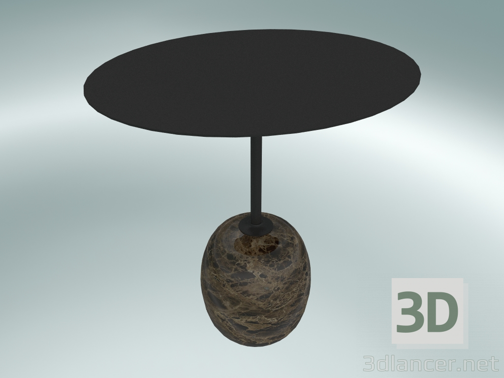 Modelo 3d Mesa de centro com bancada oval Lato (LN9, 50x40cm, A 45cm, preto quente e mármore Emparador) - preview