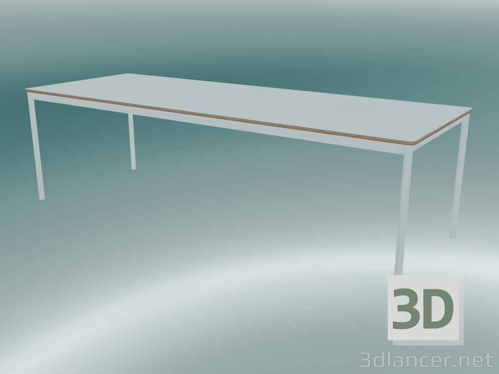 modello 3D Tavolo rettangolare Base 250x90 cm (Bianco, Compensato, Bianco) - anteprima