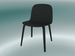 Silla ancha con base de madera Visu (Negro)