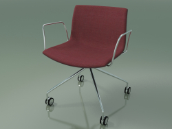 Silla 2044 (4 ruedas, con reposabrazos, cromo, con tapizado delantero, polipropileno PO00404)