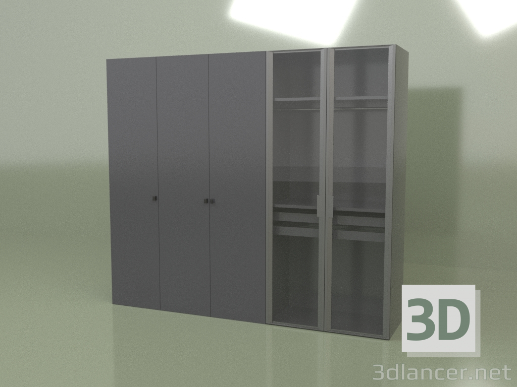 3d model Wardrobe 5 doors GL 150 C (Anthracite) - preview