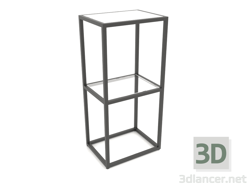 modello 3D Console rack rettangolare (VETRO, 40x30x86, 2 ripiani) - anteprima