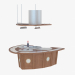 3d model Island kitchen with extractor - preview