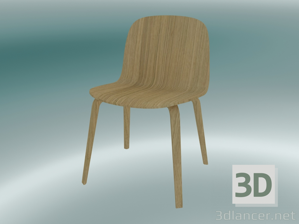 3D Modell Stuhl breit mit Holzfuß Visu (Eiche) - Vorschau