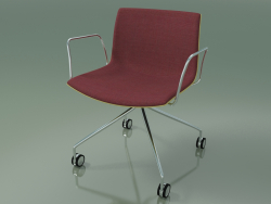 Silla 2044 (4 ruedas, con reposabrazos, cromo, con tapizado delantero, polipropileno PO00415)