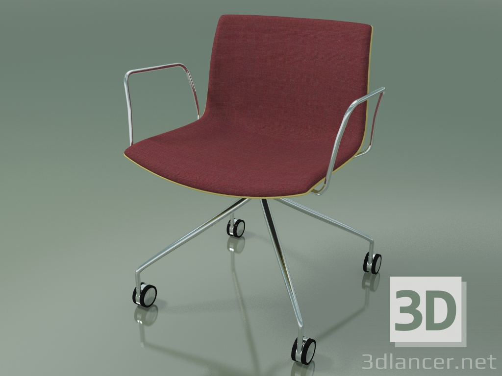 3d model Silla 2044 (4 ruedas, con reposabrazos, cromo, con tapizado delantero, polipropileno PO00415) - vista previa