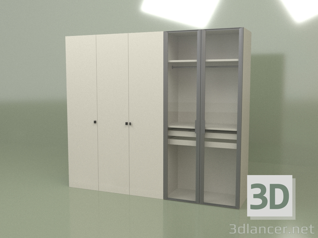 3d model Wardrobe 5 doors GL 150 C (Ash) - preview