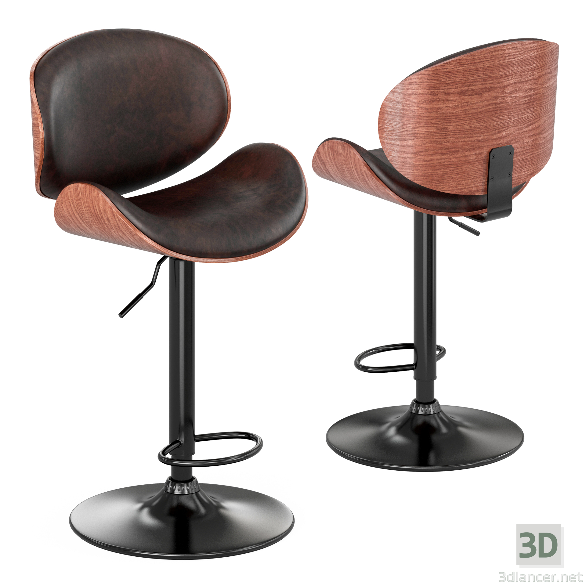 3d Upholstered Swivel Barstool model buy - render