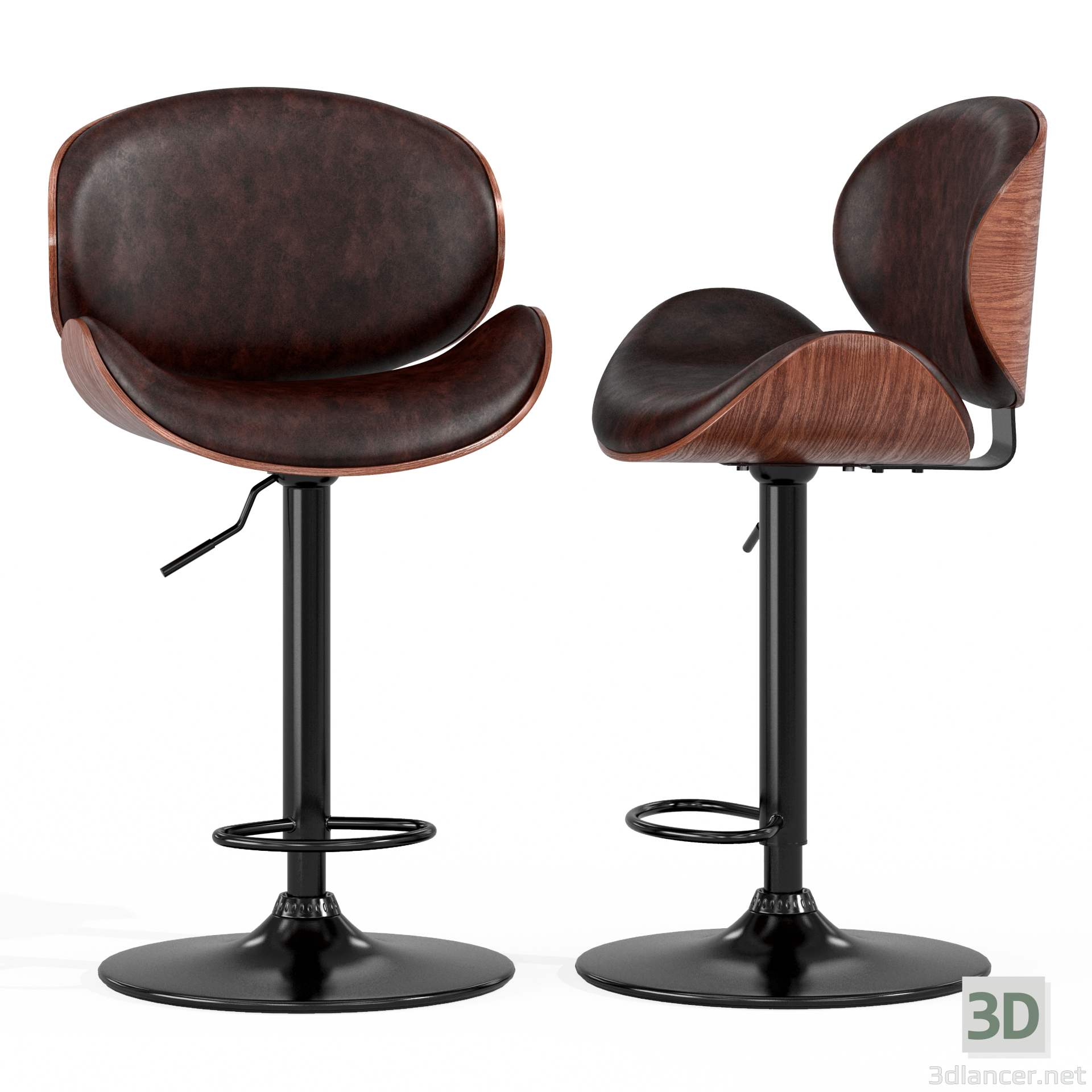 3d Upholstered Swivel Barstool model buy - render