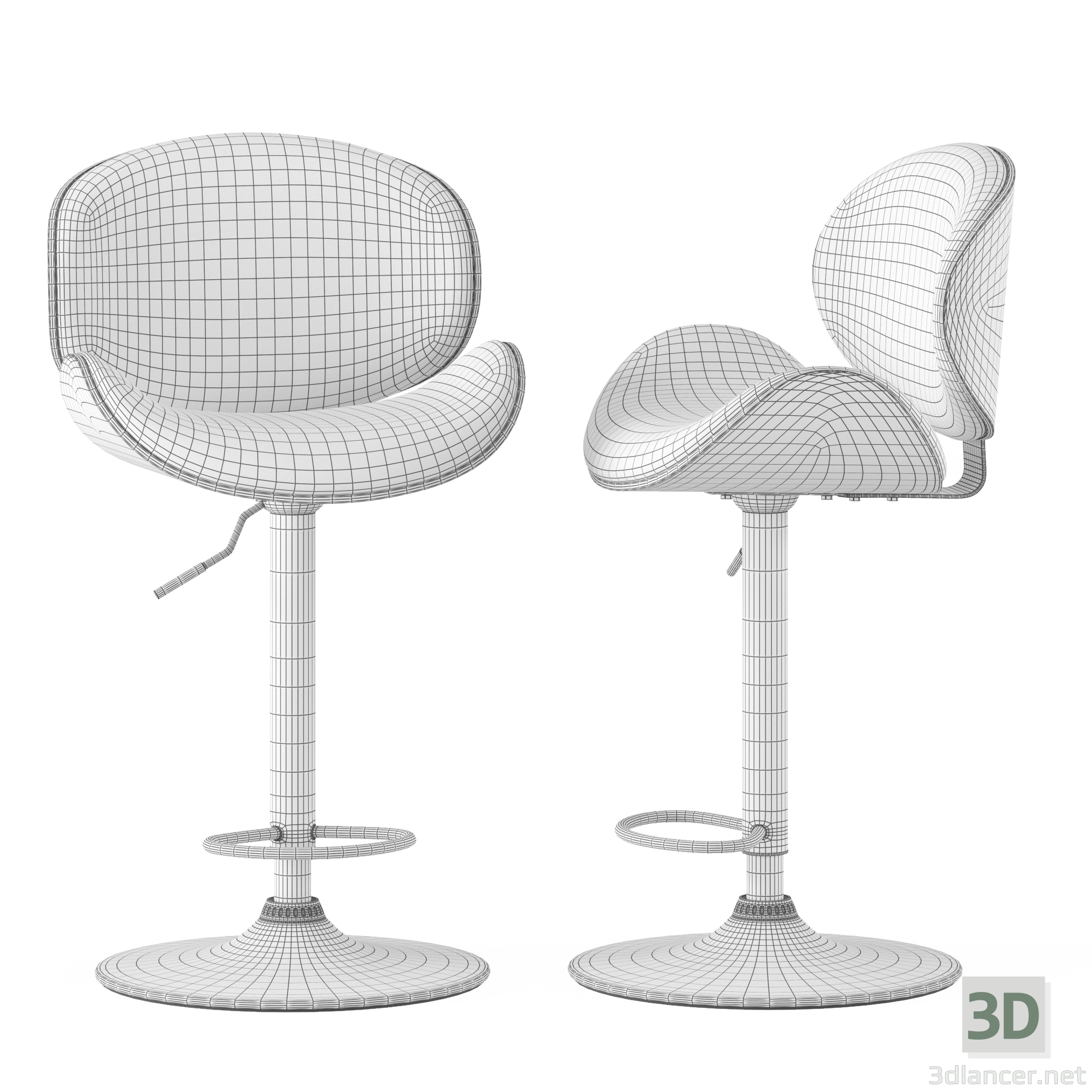 3d Upholstered Swivel Barstool model buy - render