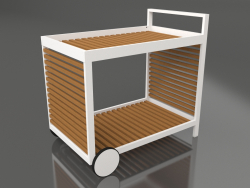 Serving trolley with an aluminum frame made of artificial wood (White)