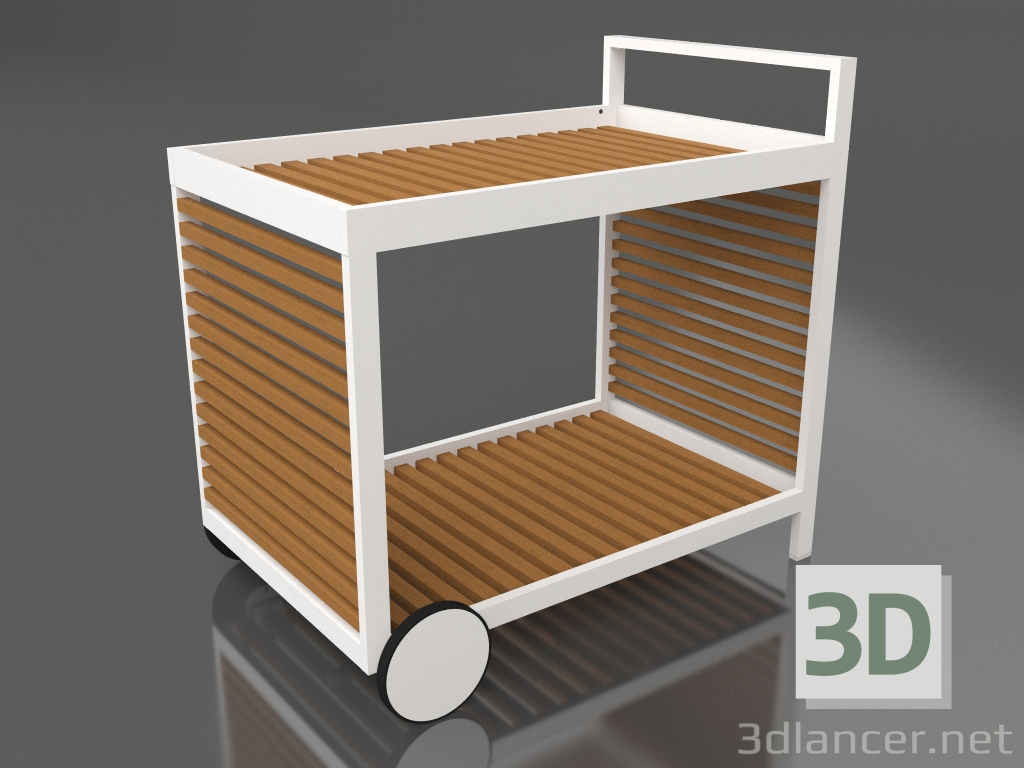 3d model Carro de servicio con estructura de aluminio de madera artificial (Blanco) - vista previa