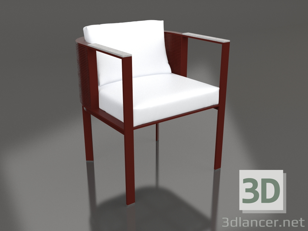 modèle 3D Chaise de salle à manger (rouge vin) - preview