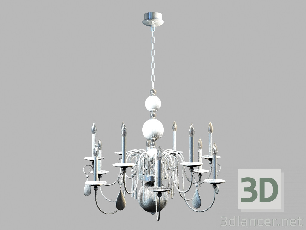 modello 3D Lampadario Regina MD 8048-12A, bianco - anteprima