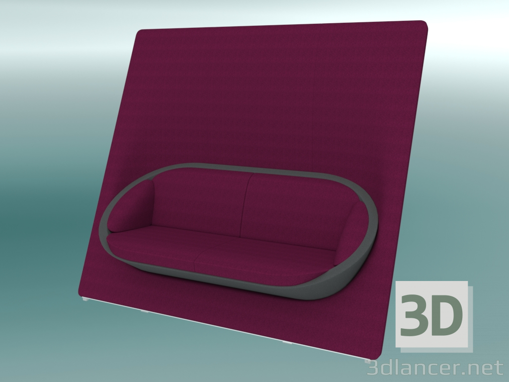 3d model Sofá doble con mampara (22) - vista previa