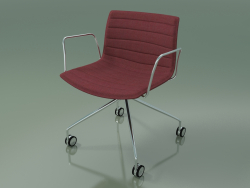 Silla 3124 (4 ruedas, con reposabrazos, cromo, con tapicería de tela extraíble)