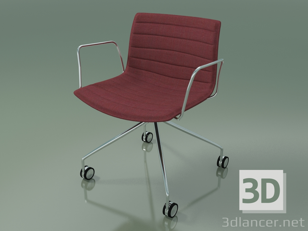 3d model Silla 3124 (4 ruedas, con reposabrazos, cromo, con tapicería de tela extraíble) - vista previa