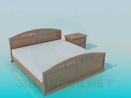 3d model Cama con un armario - vista previa