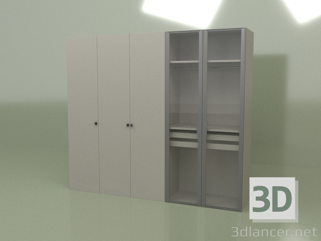 modèle 3D Armoire 5 portes GL 150 C (gris) - preview