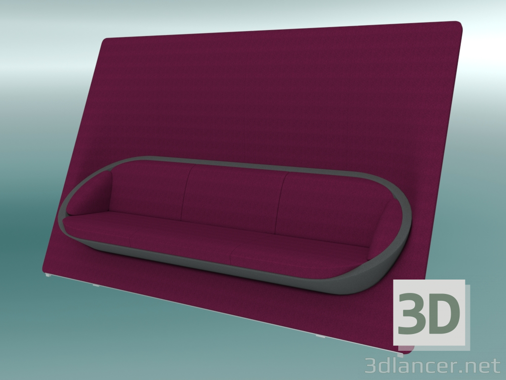 3d model Sofá triple con mampara (32) - vista previa