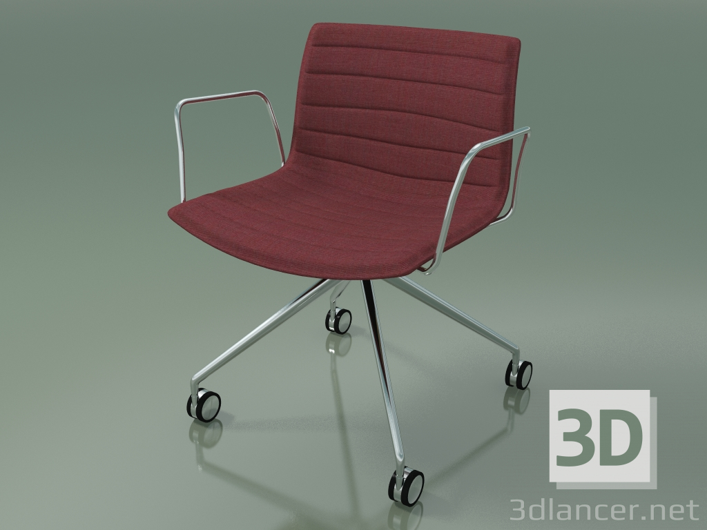 modello 3D Sedia 2061 (4 ruote, con braccioli, LU1, con rivestimento in tessuto) - anteprima