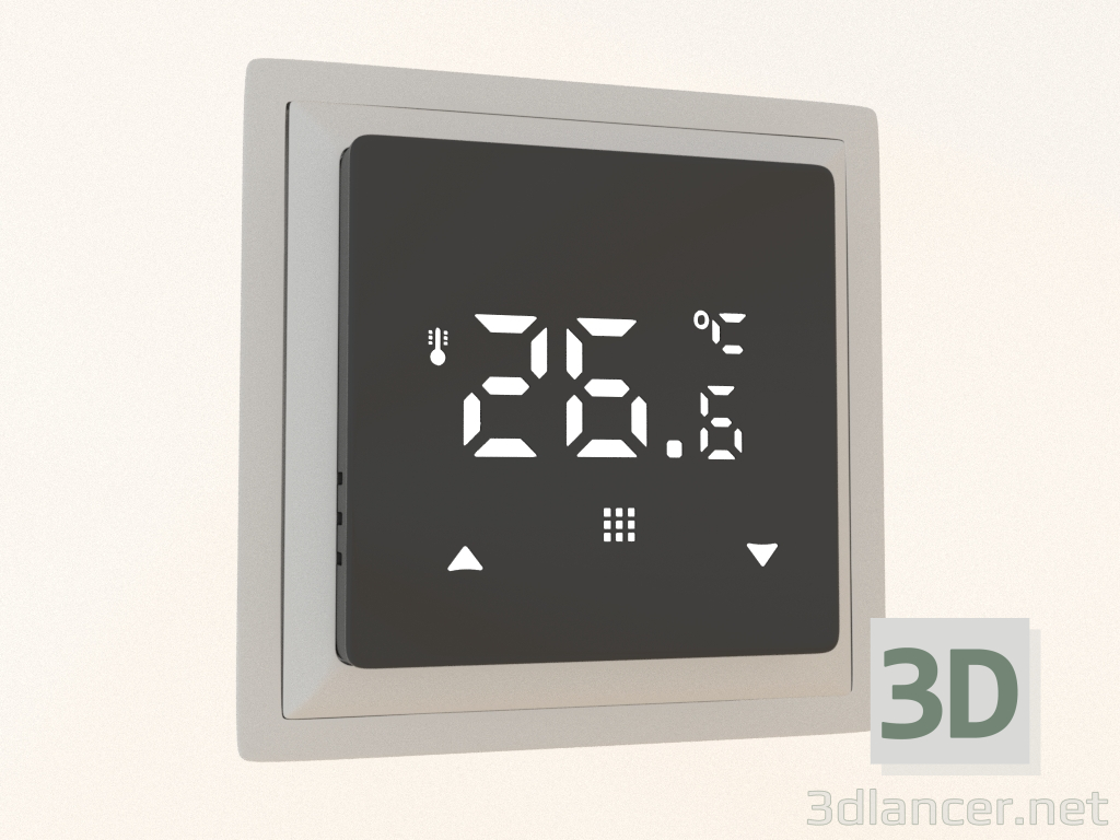 3d model Termostato con sensor de suelo (programable, 16 A, cristal negro, aluminio, DTEF16B) R98 - vista previa