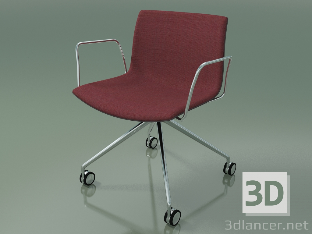 3d model Silla 2057 (4 ruedas, con reposabrazos, LU1, con tapizado delantero, polipropileno PO00404) - vista previa