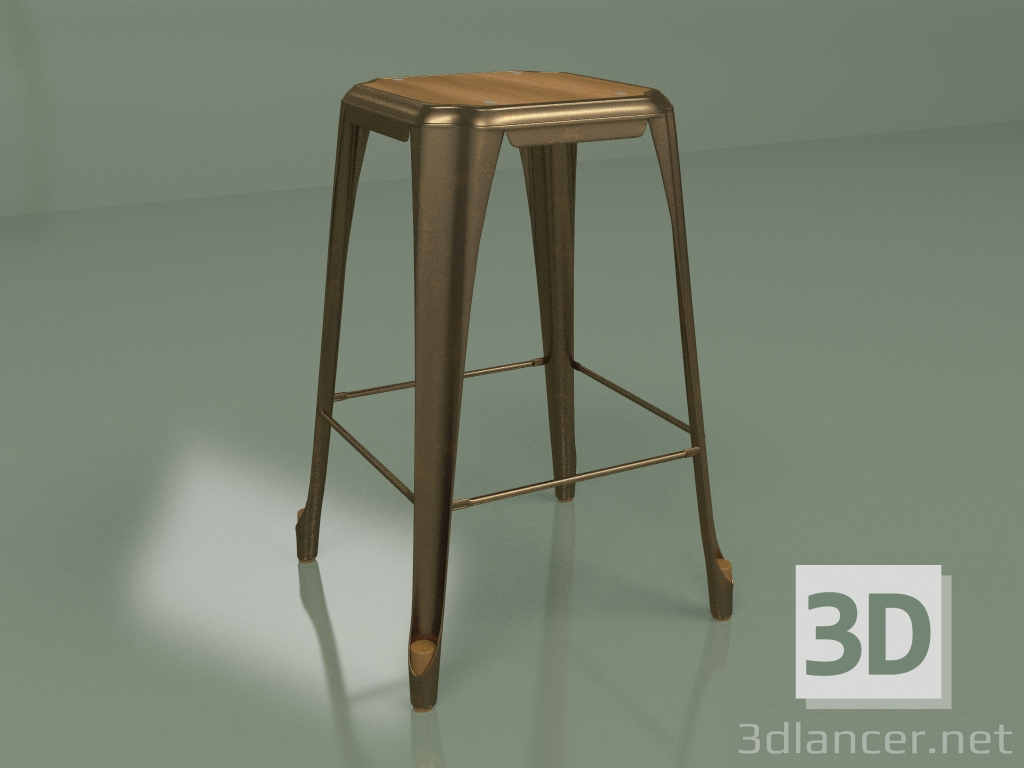 modèle 3D Chaise semi-bar Marais Vintage Wood (bronze canon, noyer) - preview